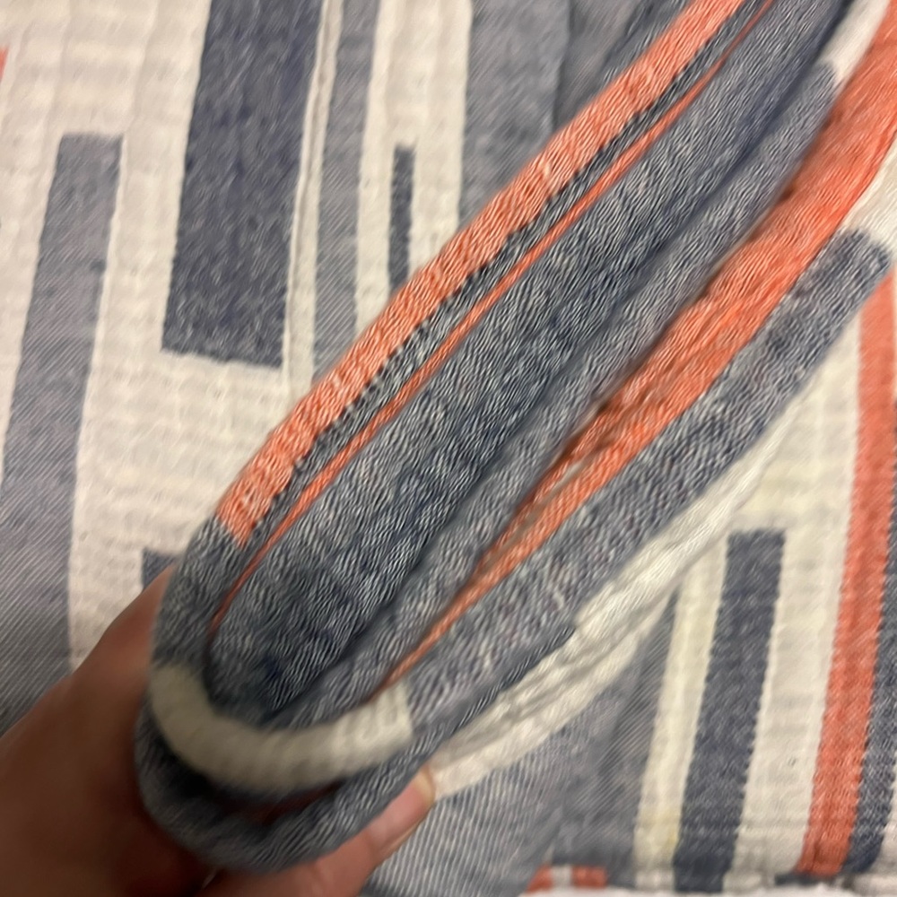 100% Cotton Gauze Blanket Throw 48x70 Cream, Denim & Mandarin Made in Portugal - Picture 4 of 8